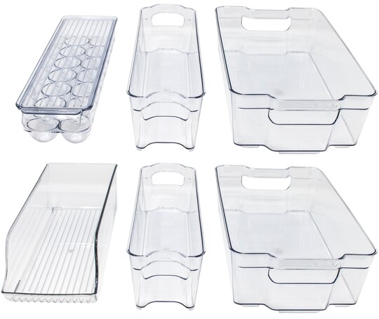 Sorbus Fridge Bins and Freezer Bins Refrigerator Organizer Stackable Food Storage Containers BPA-Free Drawer Organizers for Refrigerator Freezer and Pantry (Pack of 6)